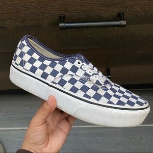 Blue Checkered Platform Vans